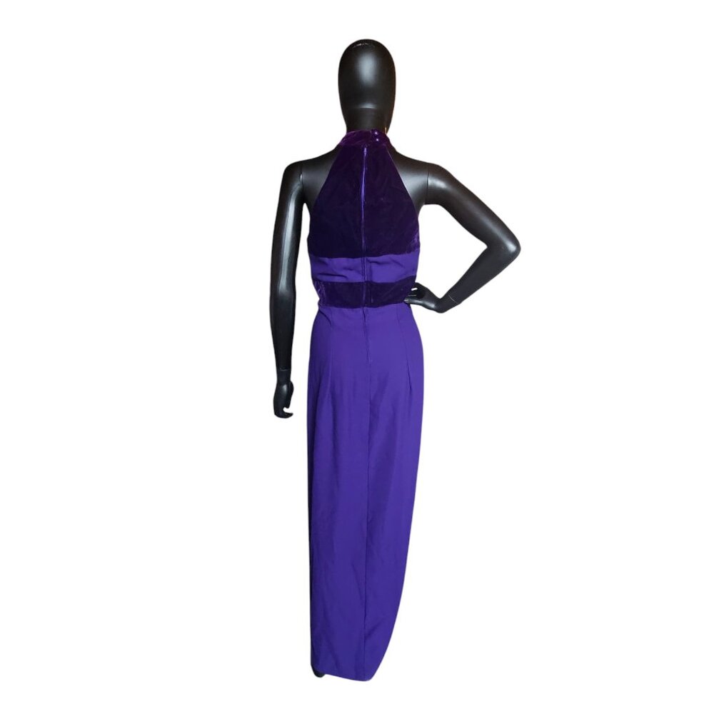 Vintage Purple Velvet/Crepe Halter Sheath - Onyx Nites - Picture 3 of 6